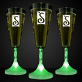 60 Day 6 Oz. Green LED Imprintable Champagne Glass w/ Spiral Stem